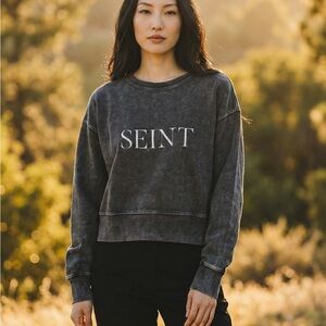 Seint Charcoal Women's Crew Neck Sweatshirt